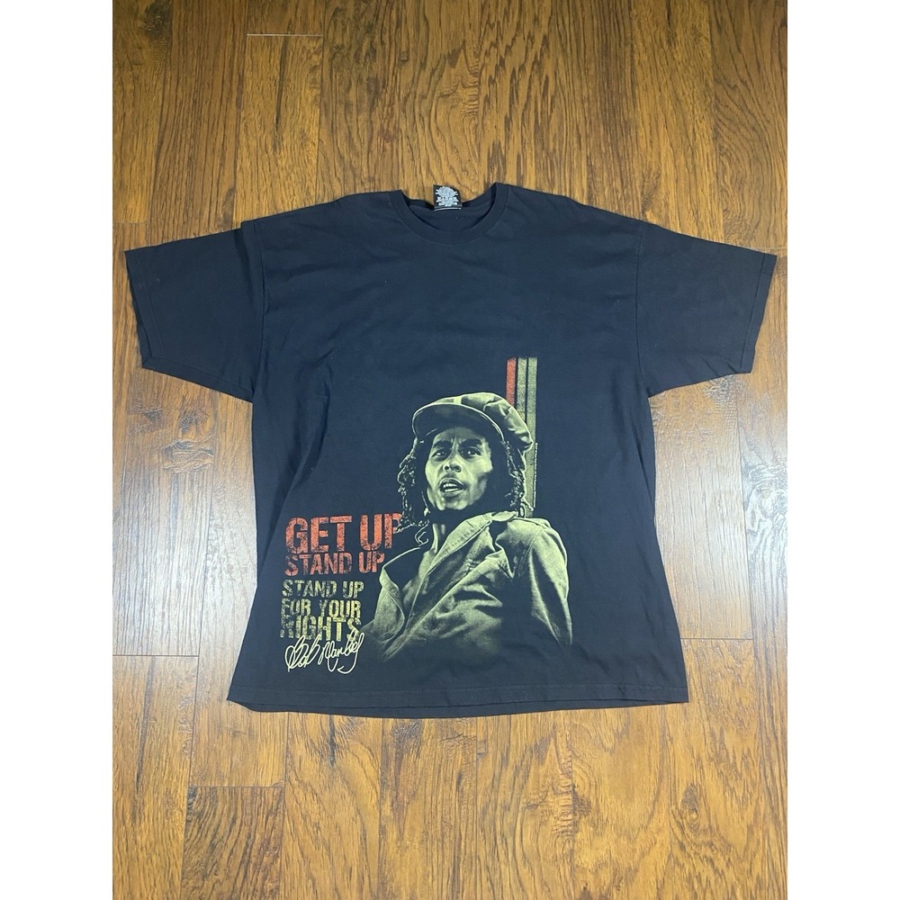 Zion Rootswear Bob Marley Get Up Stand Up Graphic T-Shirt Black Mens 2XL 2007